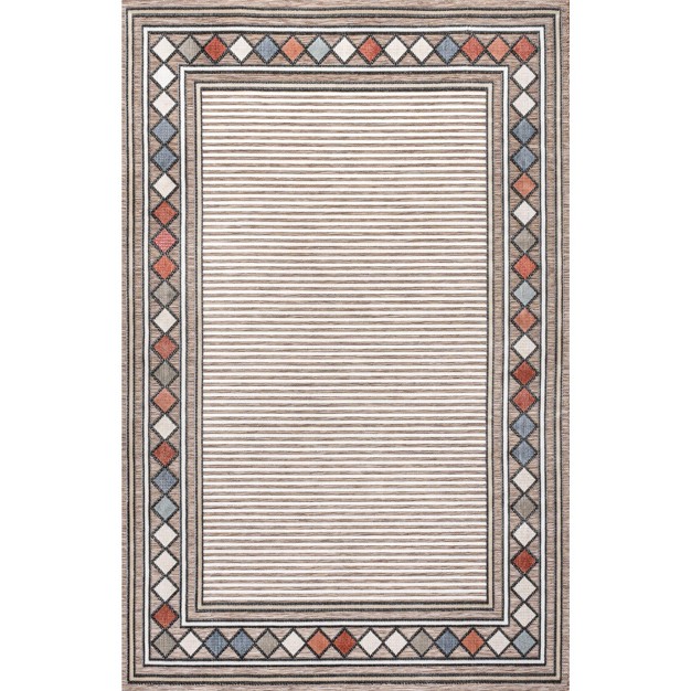 Jonathan Y Sebastian High low Modern Diamond Border Classic Indoor outdoor Area Rug