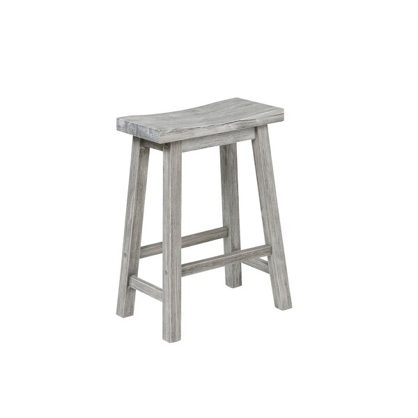 Saddle Design Wooden Counter Stool with Grain Details， Gray