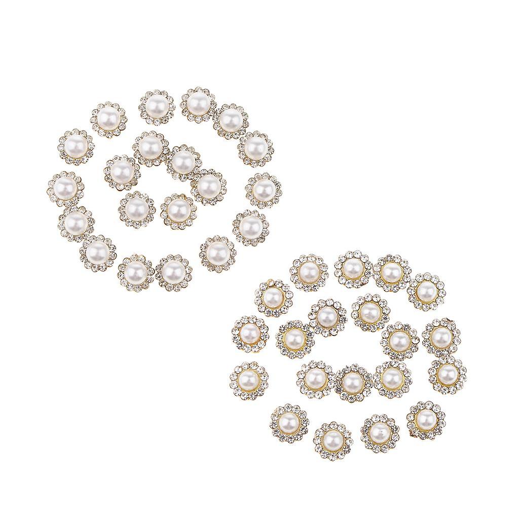 40x Flower Faux Pearl Rhinestone Flatback Embellishments Diy Decor Weddings