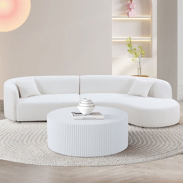 Contemporary Round Coffee Table with Handcrafted Relief