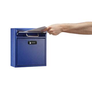 AdirOffice Medium Drop Box Wall Mounted Locking Mailbox with Key and Combination lock Blue 631-05-BLU-KC-PKG
