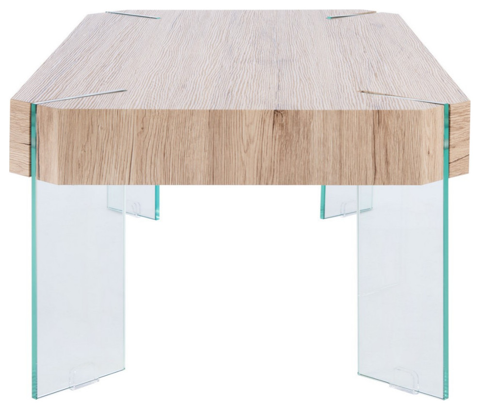 Lynne Rectangular Contemporary Glass Leg Coffee Table Natural   Contemporary   Coffee Tables   by AED Luxury Home Decor  Houzz