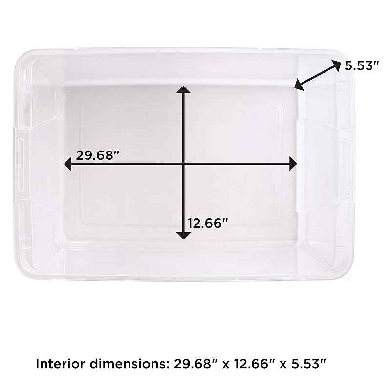 Homz 41Qt Clear Plastic Holiday Storage Container w/Red Snap Lock Lid (4 Pack)