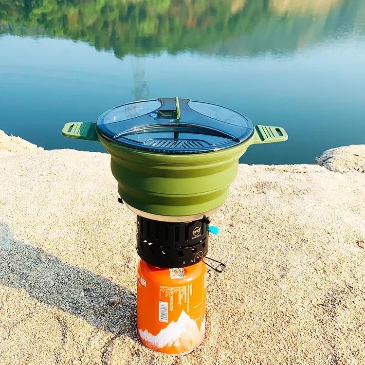 Eco friendly Wilderness Survival Silicone Camping Pot Cookware Set For Outdoor Kitchen Equipment Cookware Set