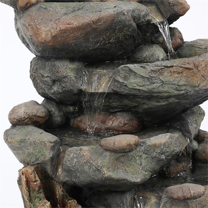 Cement 28in. H Cascading Rock Outdoor Fountain