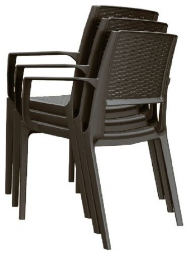 Capri Resin Wickerlook Arm Chair  Set of 2   Contemporary   Outdoor Dining Chairs   by Compamia  Houzz