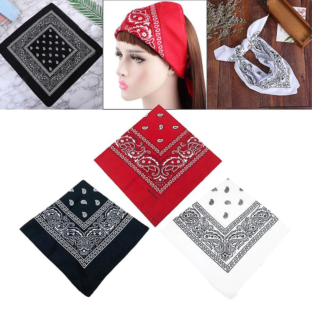 3 Pieces Women Men Cotton Double Sided Paisley Bandana Scarf Biker Head Wrap