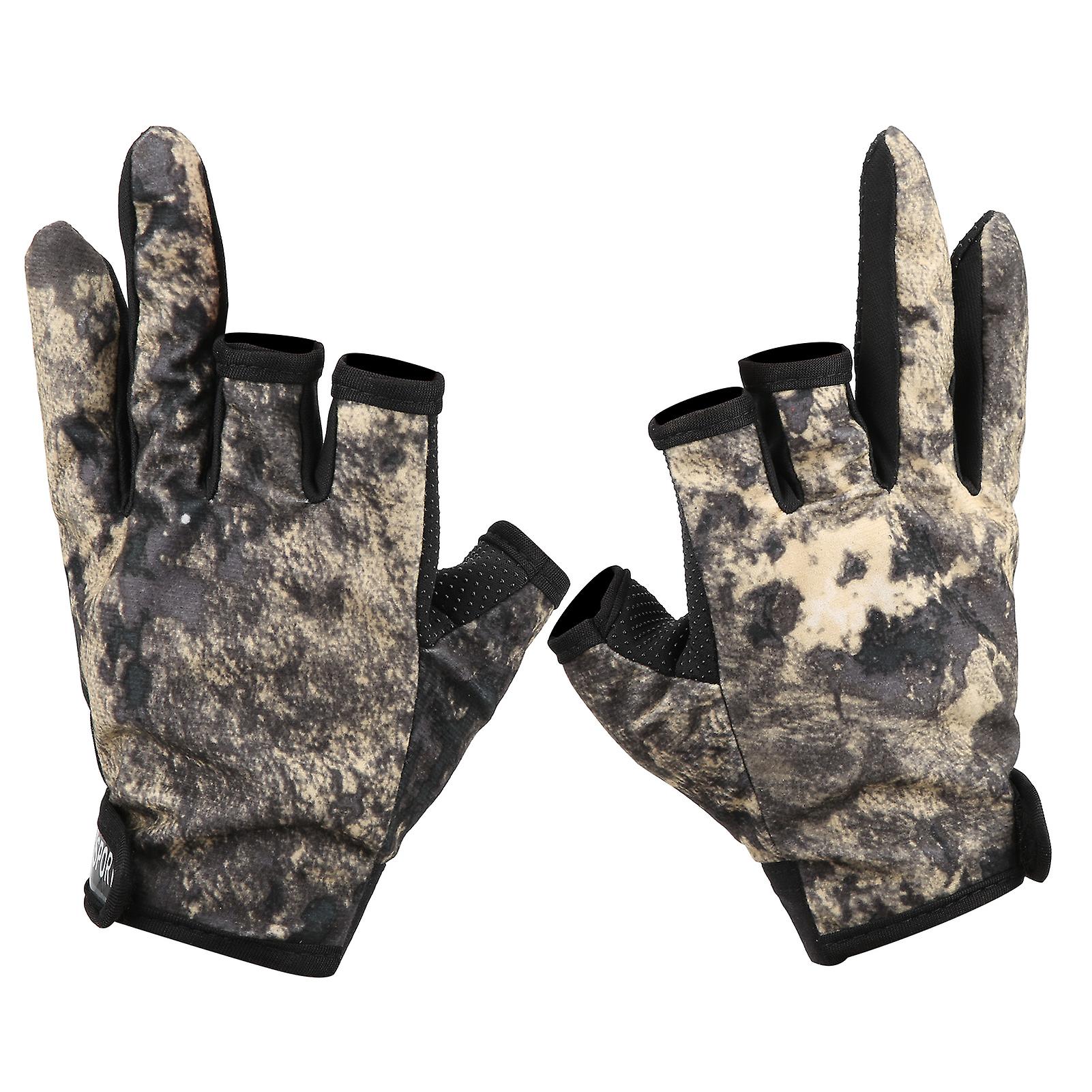 1 Pair 3finger Antislip Gloves Fishing Hand Camouflage Outdoor Activities Supplies