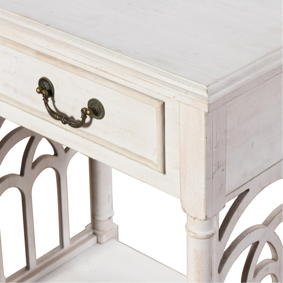 Signature End or Side Table  White With Distressing  20 quot  French Country   Side Tables And End Tables   by GwG Outlet  Houzz