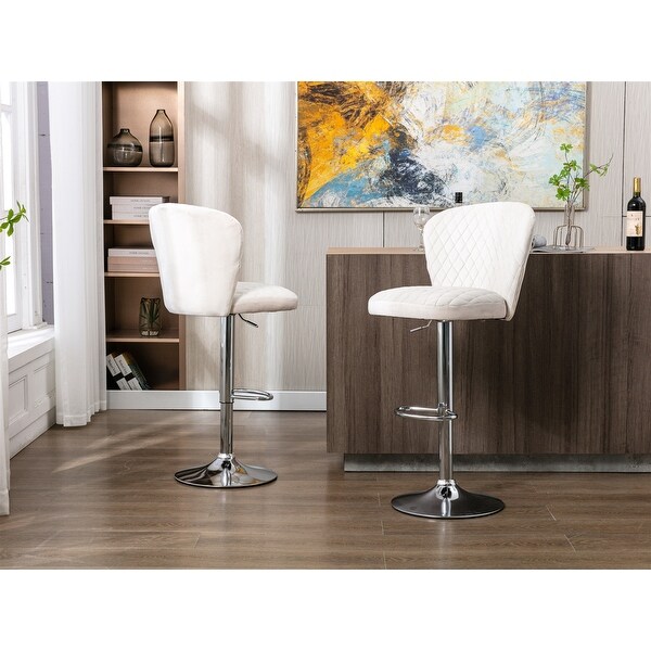 Set of 2 Bar Stools with Back and Footrest Counter Height Dining Chairs