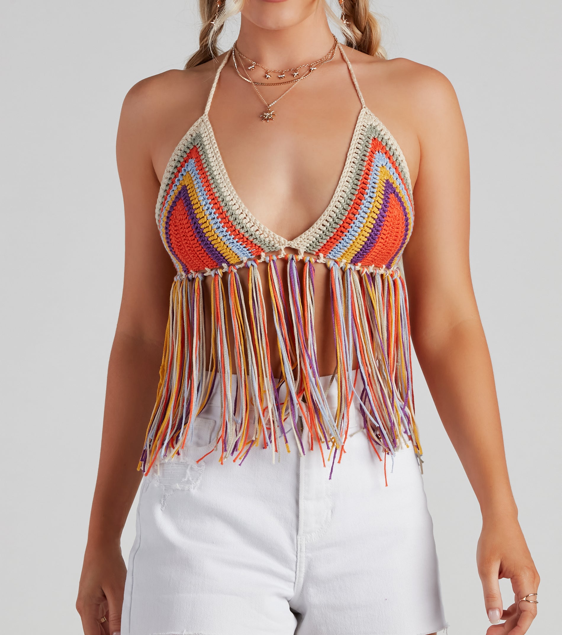 Festive Babe Crochet Fringe Top