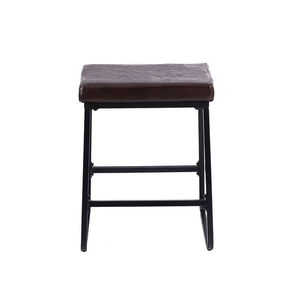 Porthos Home Setia Counter Stools Set of 2， PU Leather， Iron Legs