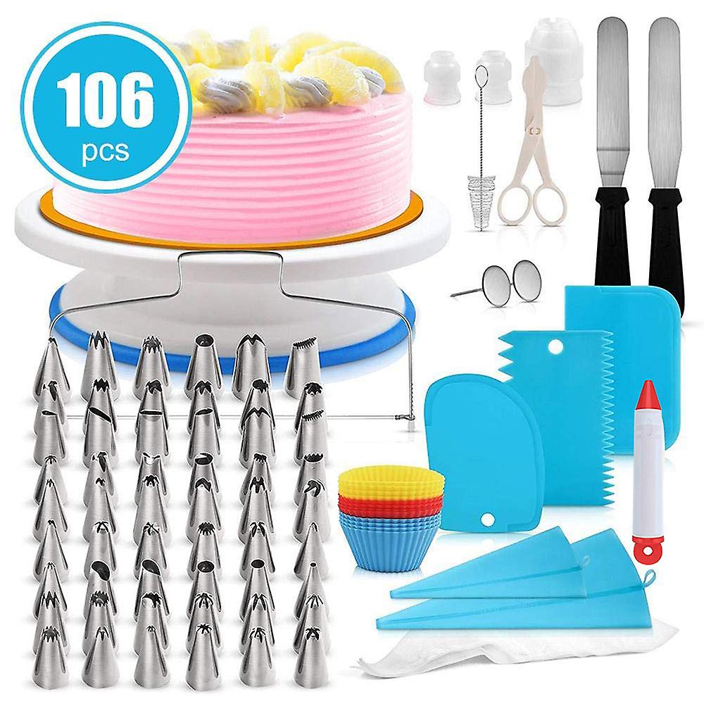 Cakedecor Stainless Steel Cake Decorating Supplies Cake Turntable 106pcs/set Diy Cream Tools Blue