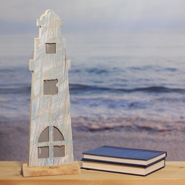 Northlight 19 Distressed Finished White And Blue Nautical Lighthouse Tabletop Decoration