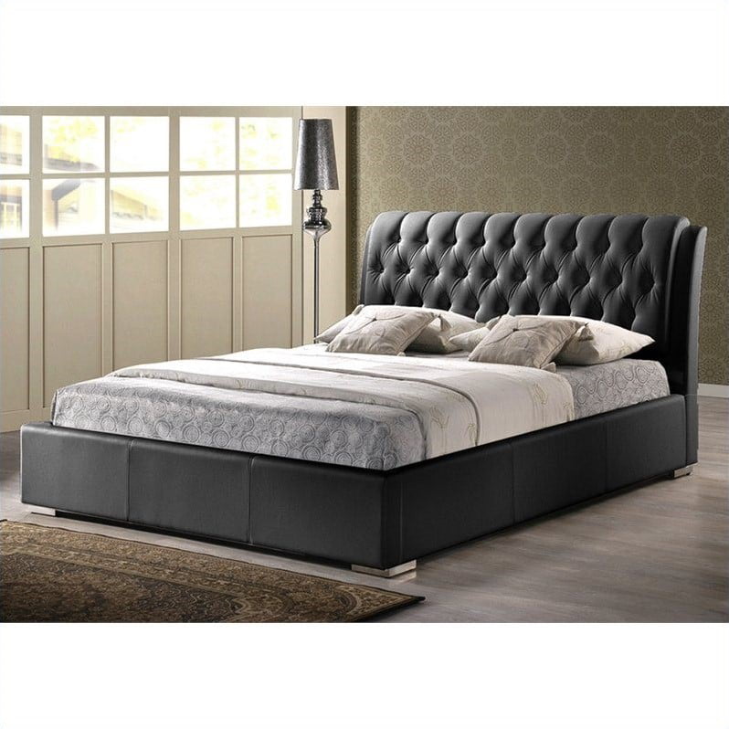 Baxton Studio Bianca Modern Bed with Tufted Headboard, Multiple sizes, Multiple Colors