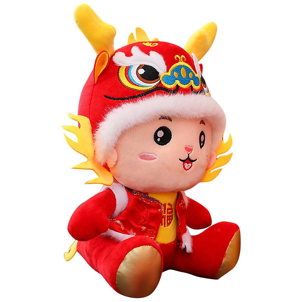 Plush Dragon Doll Tabletop Stuffed Animal Doll Chinese New Year Dragon Mascot Doll Decor