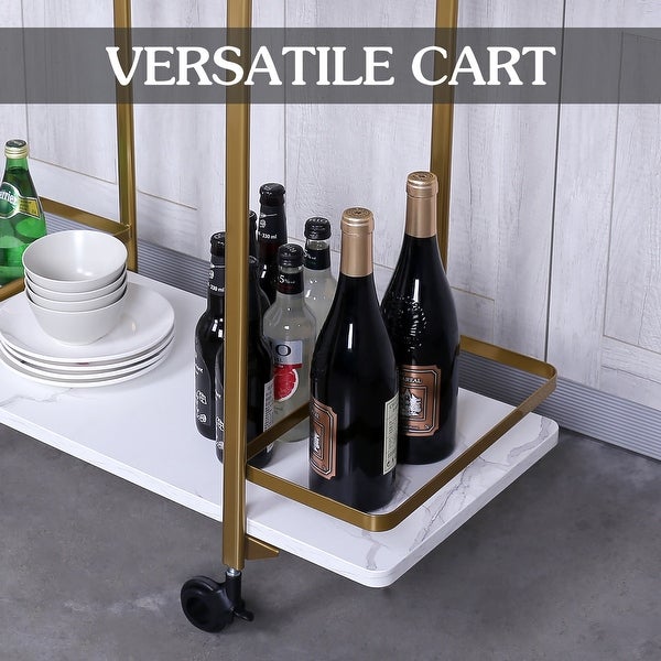 2 Tier bar cart With black wheels