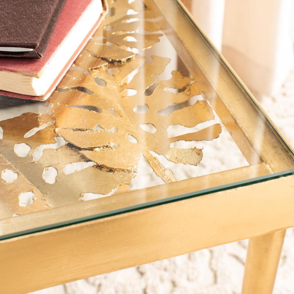 Leilani Palm Leaf Side Table  Gold Leaf   Tropical   Side Tables And End Tables   by HedgeApple  Houzz