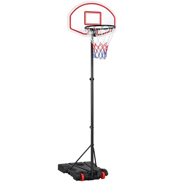 Height Adjustable Basketball Hoop System Portable Basketball Goal for Kids Youth Outdoor，6.4-8.2 ft， Red