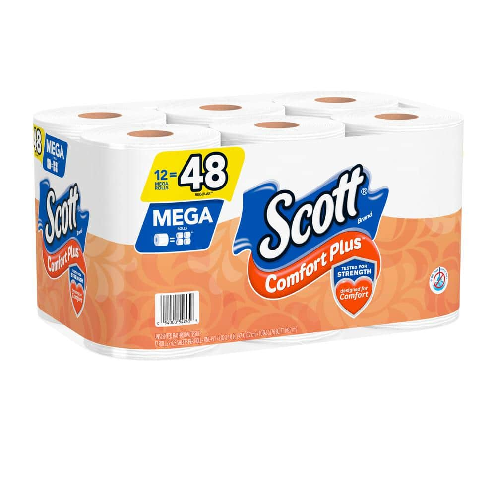 Scott Mega Roll Comfort Plus Toilet Paper (425-Sheets Per Roll 12 Rolls Per-Pack) 54245