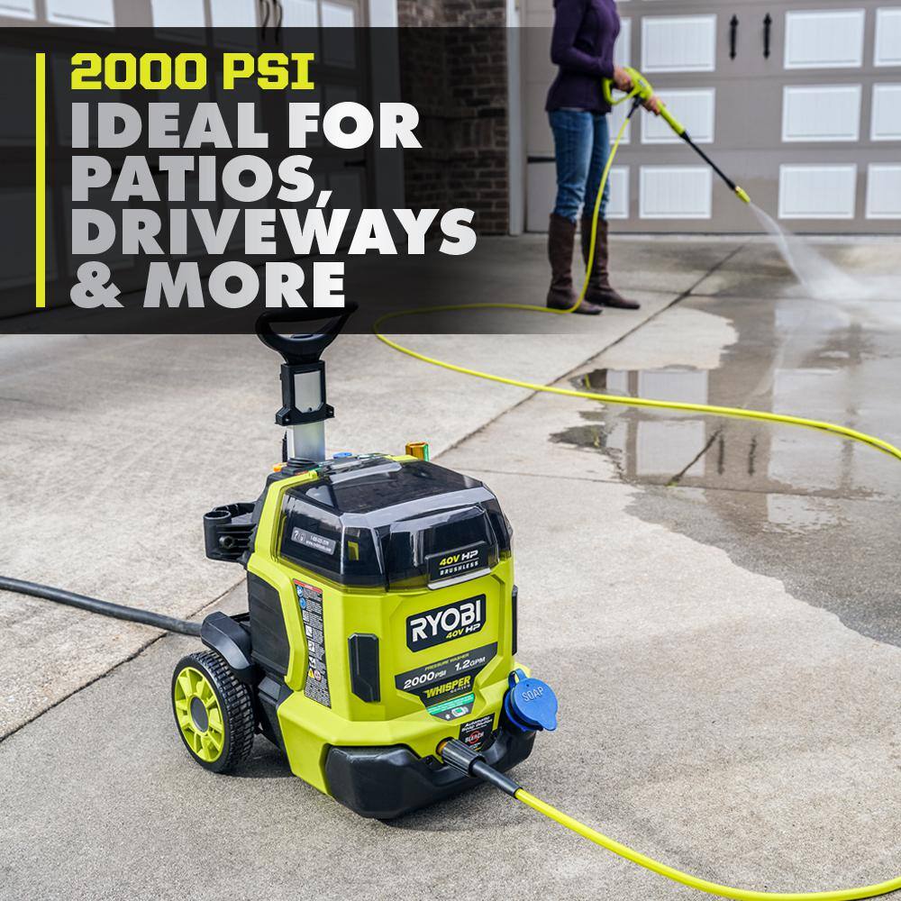 RYOBI RY40306BTLVNM 40V HP Brushless Whisper Series 2000 PSI 1.2 GPM Cold Water Electric Pressure Washer (Tool Only)