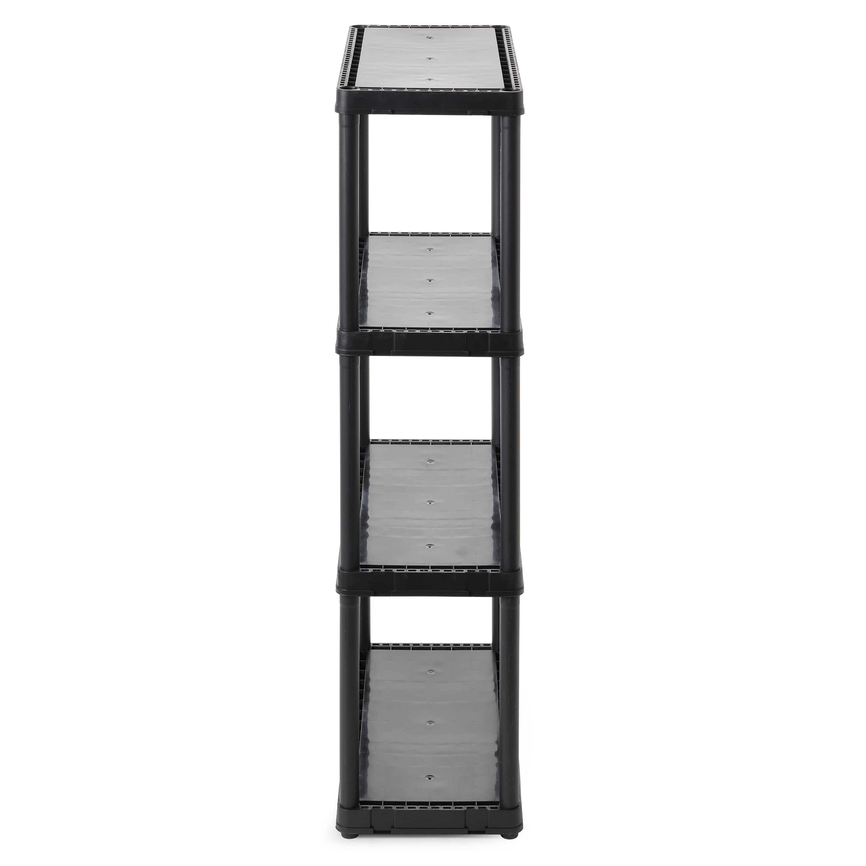 Gracious Living 4 Shelf Fixed Height Solid Resin Organizing Storage Unit, Black