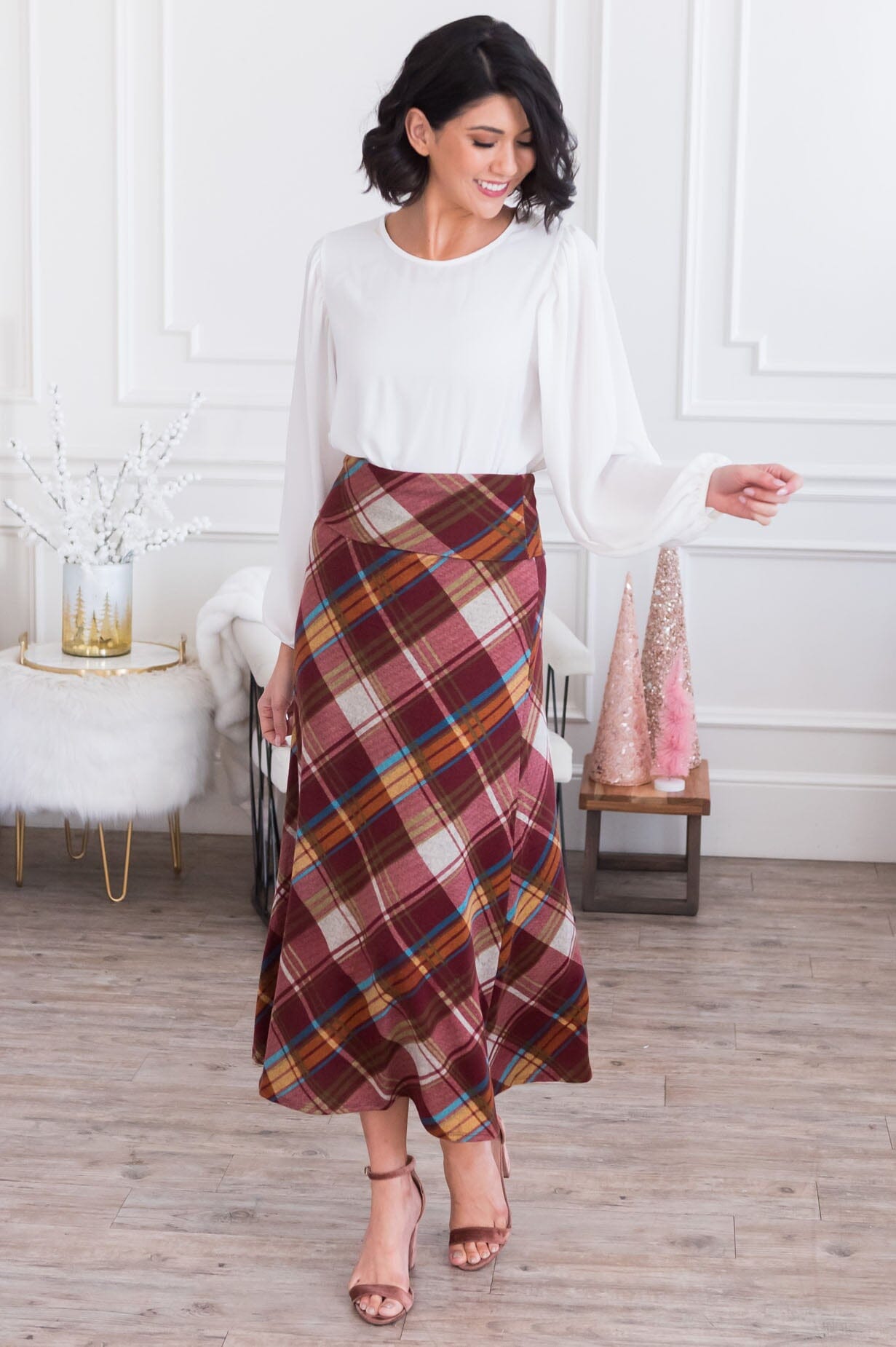 Forever Faithful Modest Plaid Maxi Skirt