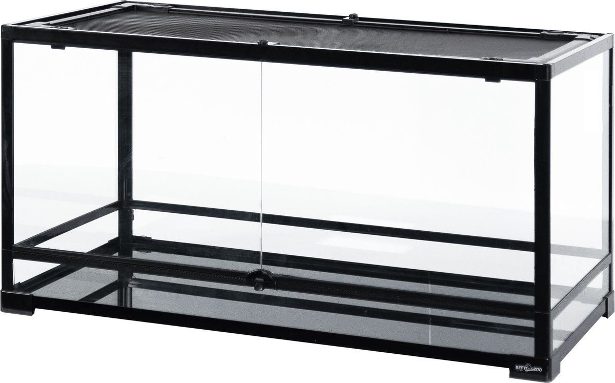 REPTI ZOO Front Double Hinge Door with PVC Background Reptile Glass Terrarium Tank， 50-gal