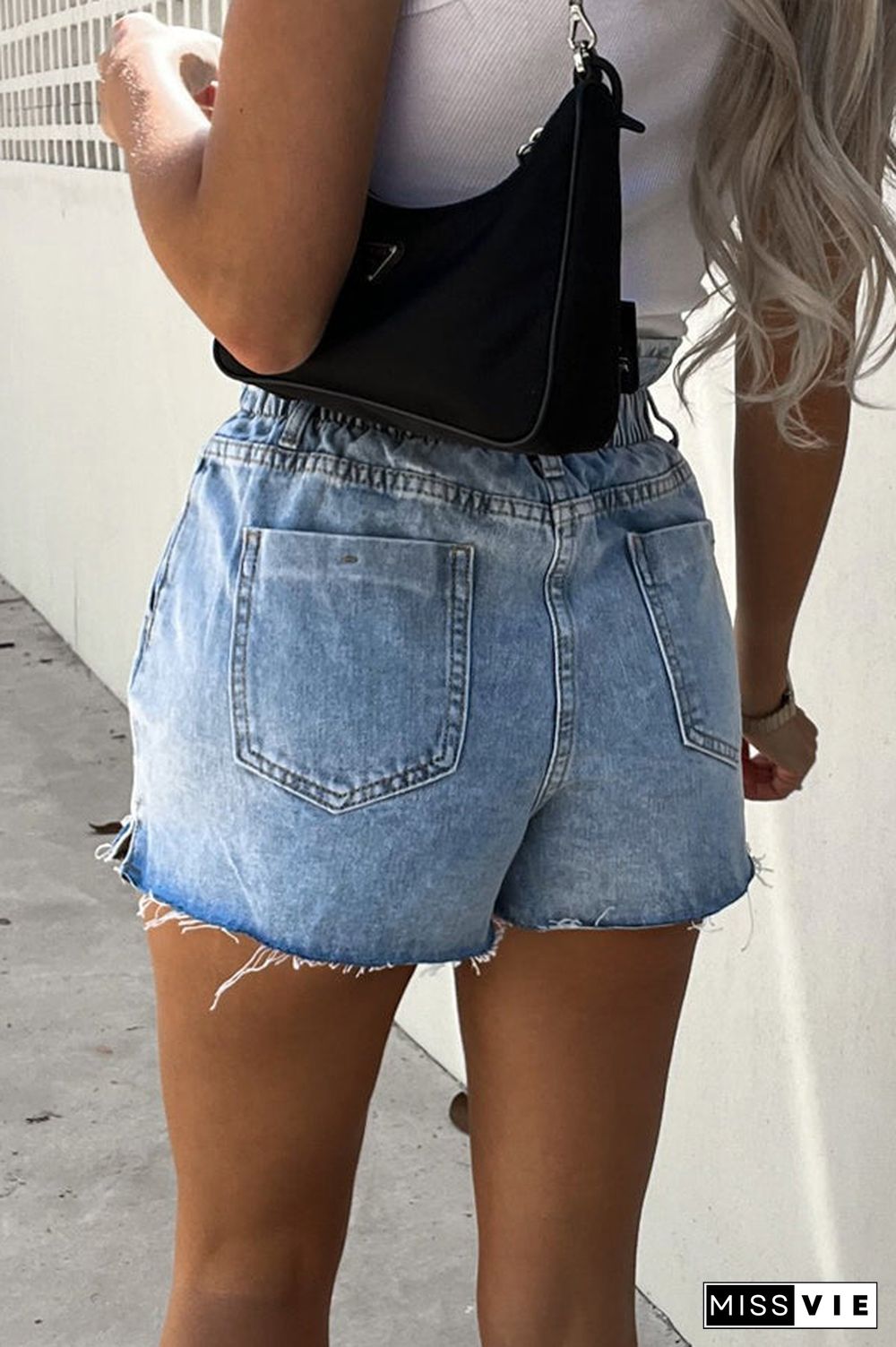 Sundays At The Market Cuffed Denim Paperbag Shorts