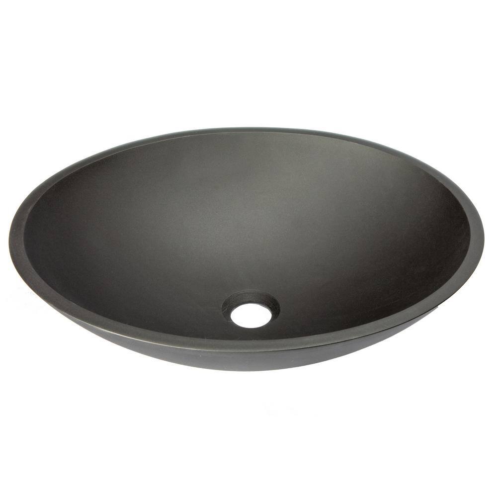 Eden Bath Matte Black Glass Oval Vessel Sink EB_GS66