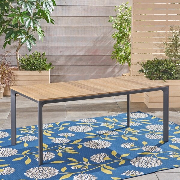 Westcott Outdoor Aluminum and Wood Dining Table by Christopher Knight Home