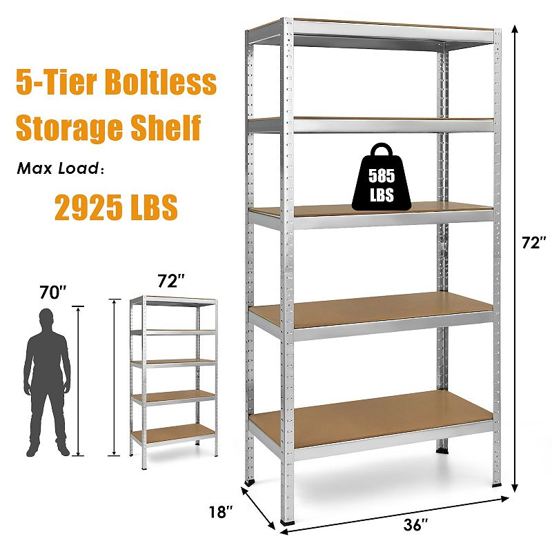 Heavy Duty Steel Adjustable 5 Level Storage Shelves