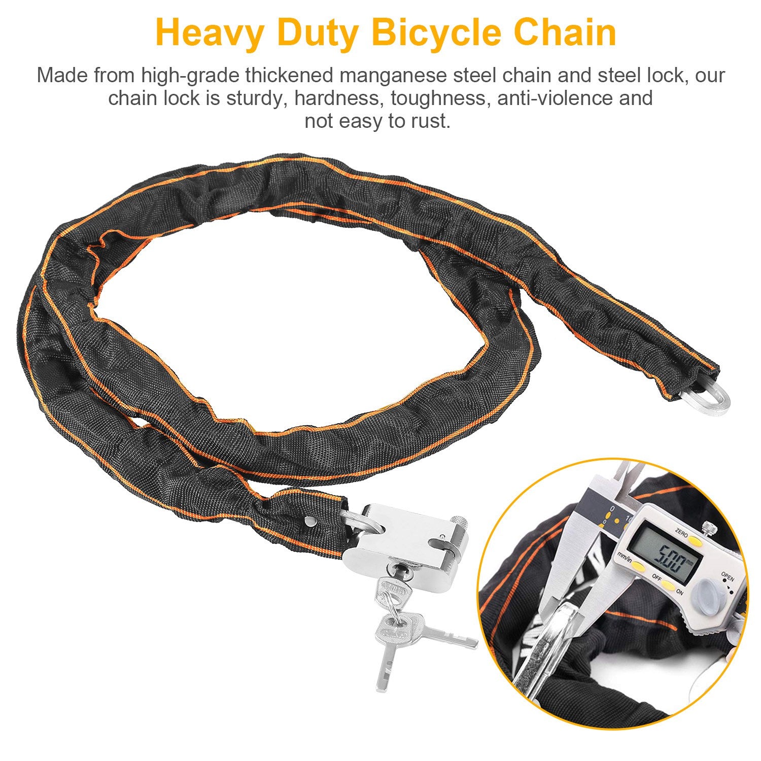 iMountek Bike Chain Lock with 3 Keys Heavy Duty Security Lock