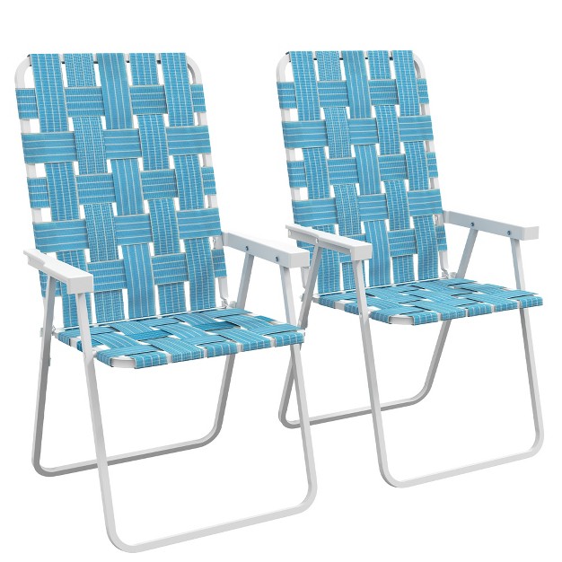 Outsunny Patio Folding Chairs Classic Outdoor Camping Chairs Portable Lawn Chairs W Armrests