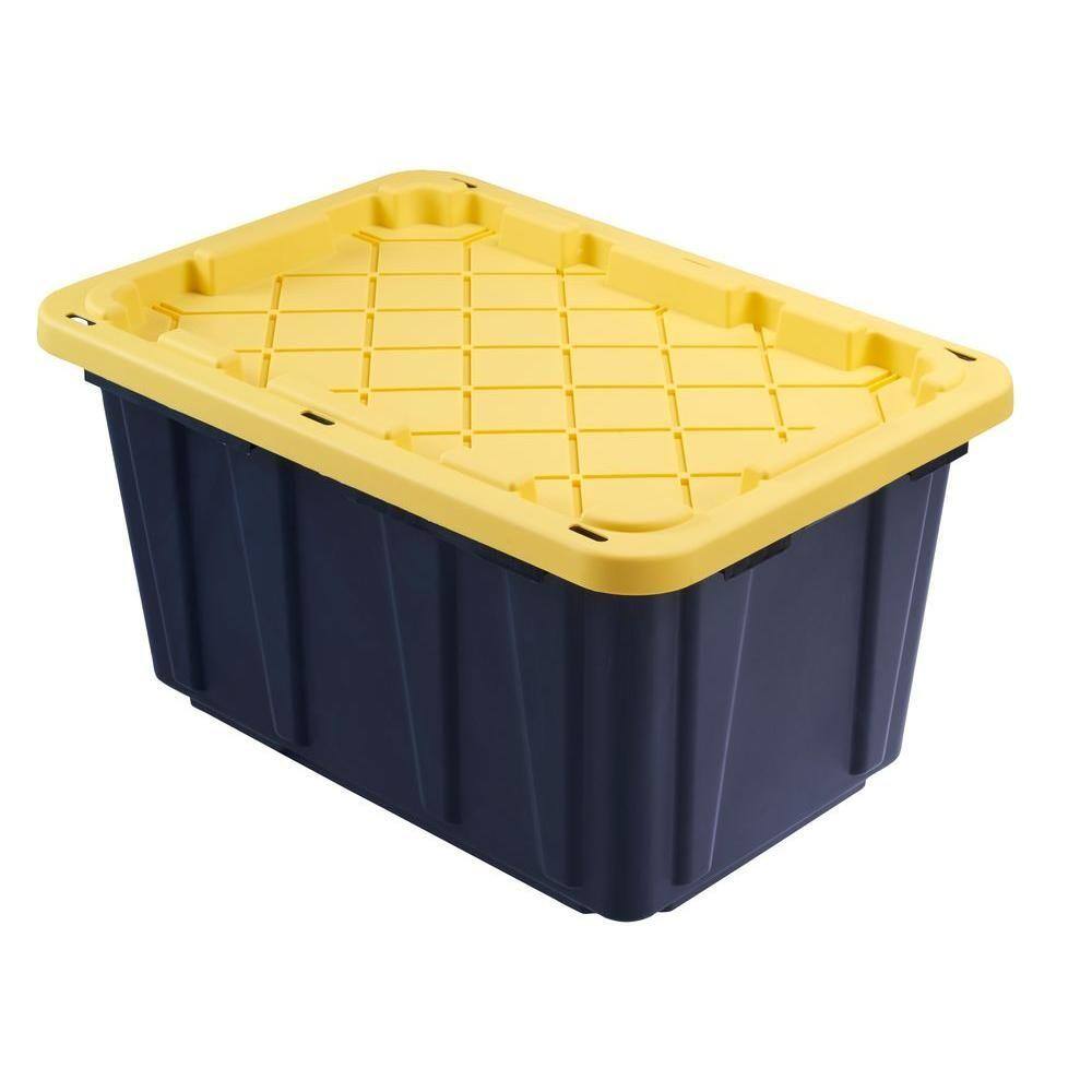 HDX 27 Gal. Tough Storage Tote in Black with Yellow Lid HDX27GONLINE(5)