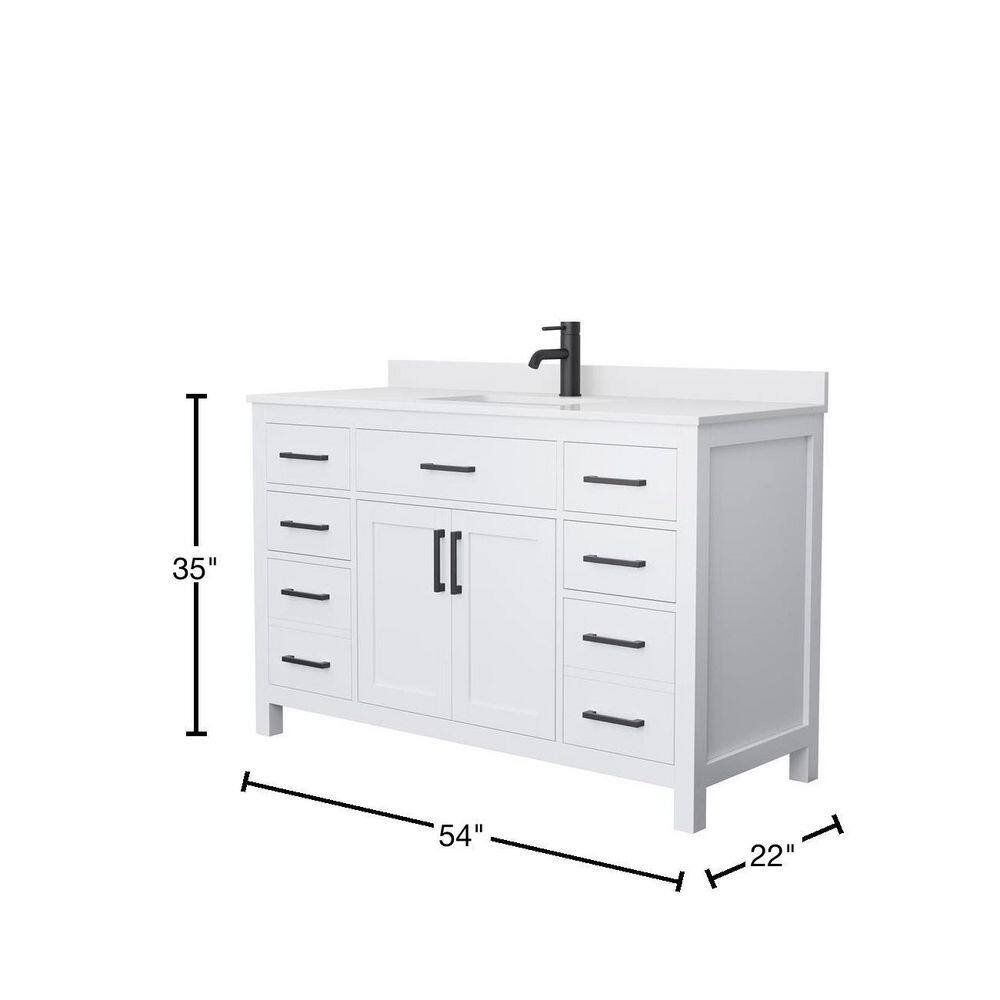 Wyndham Collection Beckett 54 in. W x 22 in. D x 35 in. H Single Sink Bath Vanity in White with White Cultured Marble Top WCG242454SWBWCUNSMXX