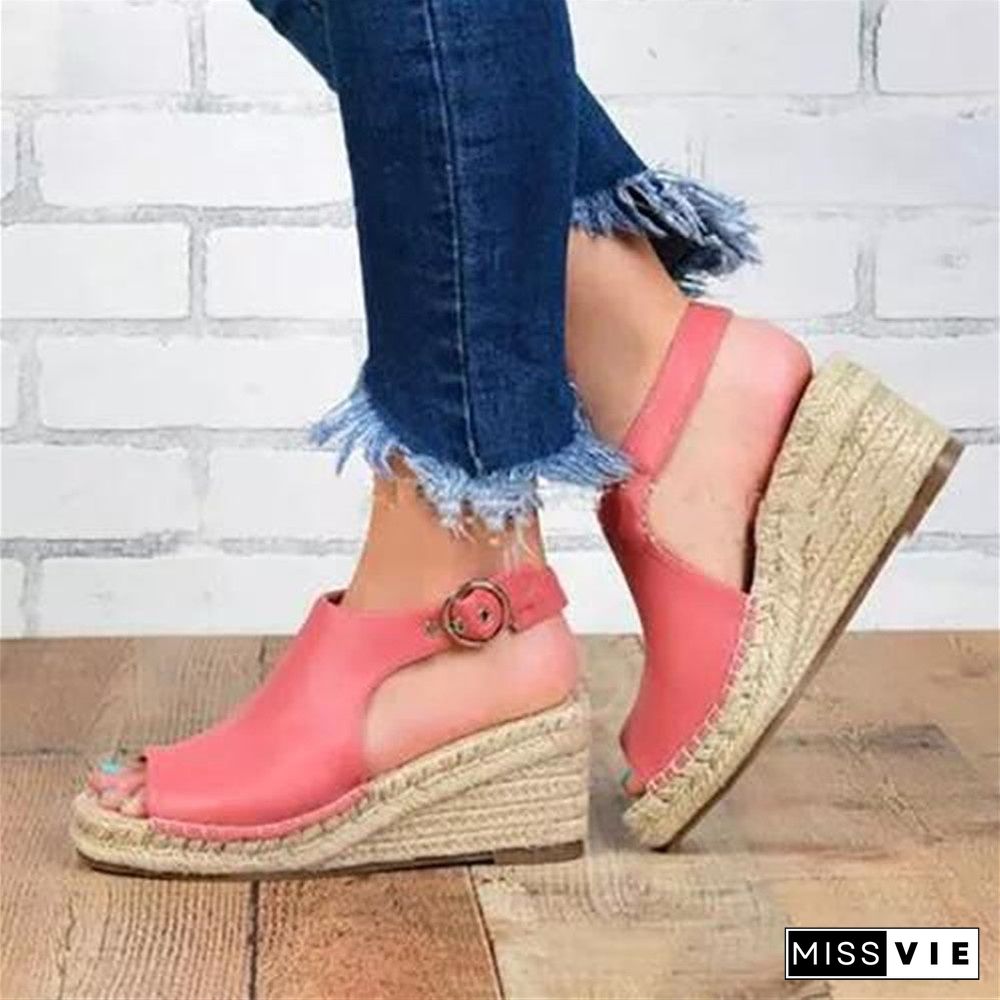 Women's Occident Fish Toe Hemp Rope Wedge Heel Casual Sandals