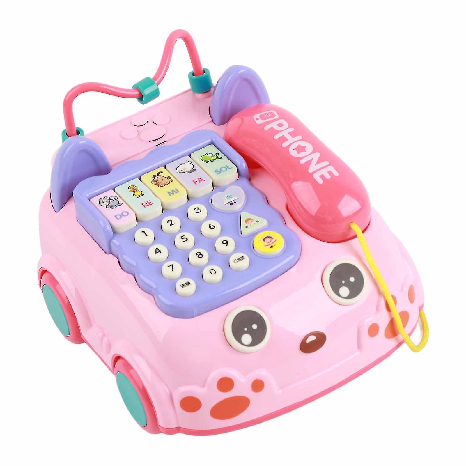 Toy Telephone Ordinary Battery Medium Telephone Simulation Educational Baby Telephone Toy Pink