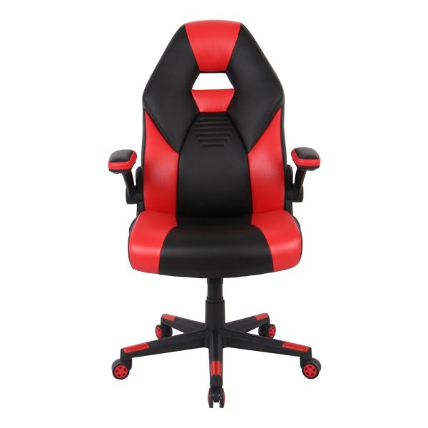 RS Gaming RGX Faux Leather High-Back Gaming Chair， Black/Red， BIFMA Certified