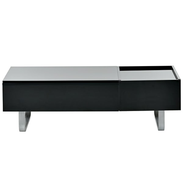 Modern Coffee Table with Lifted Tabletop and High-gloss Surface， Lift-top