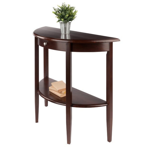 Concord Half Moon Console Table， Walnut - 39.29 x 15.75 x 33.66 inches