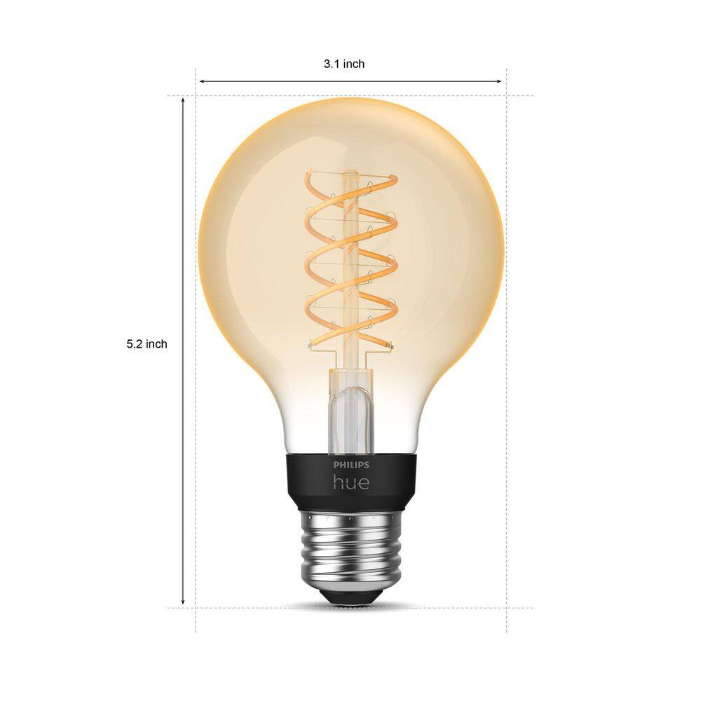 Philips Hue 60-Watt Equivalent G25 Smart LED Vintage Edison Soft White (2700K) with Bluetooth (4-Pack) 571141