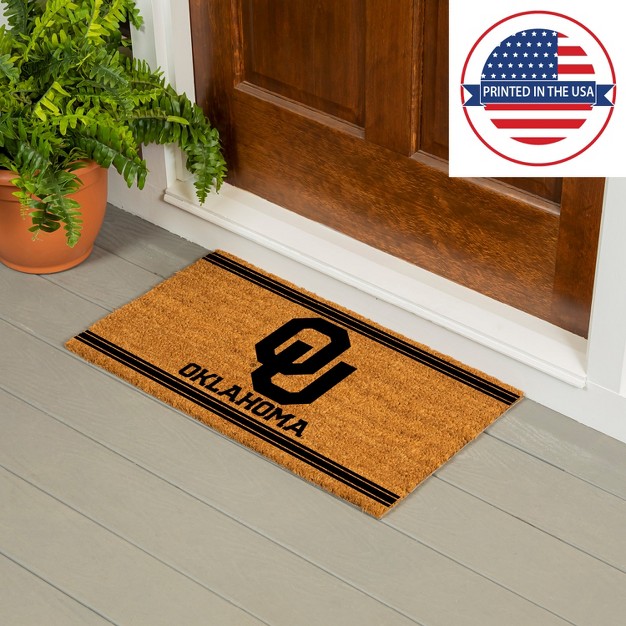 Evergreen University Of Oklahoma Logo Turf Mat Brown 28 X 16 Inches Indoor Outdoor Doormat