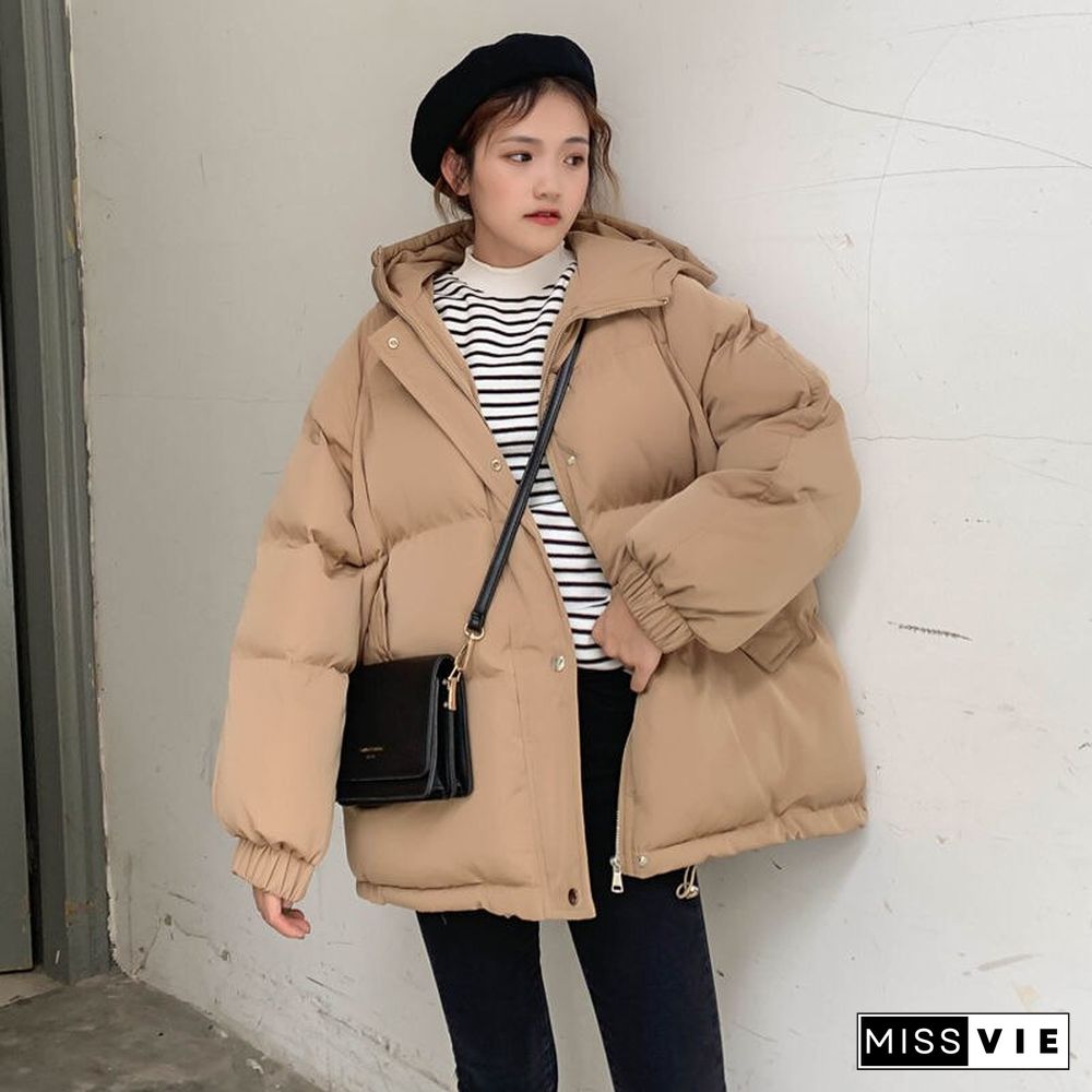 New Womens Coats And Jackets Autumn Winter Hooded Coat Thick Cotton Parkas Oversized Puffer Jacket Female