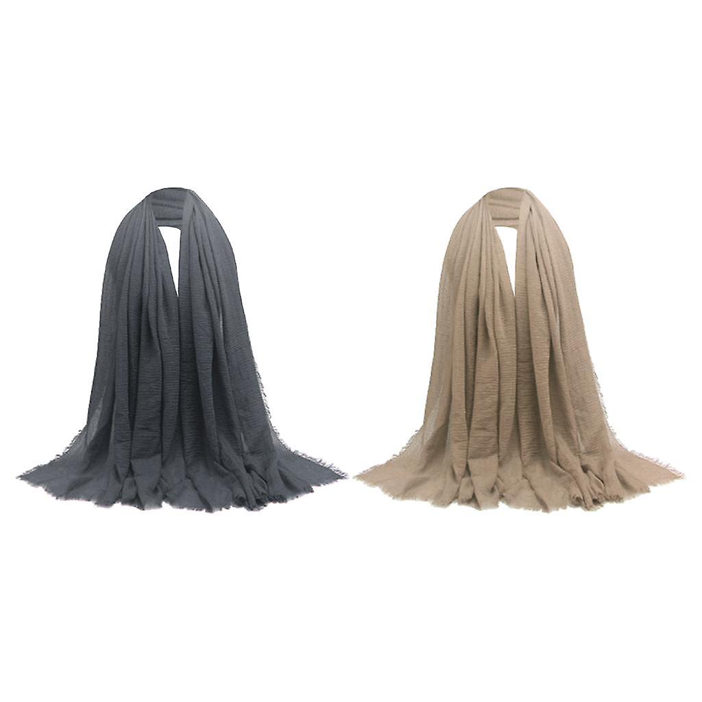 Women Wrinkle Scarf Crinkle Muslim Hijab Scarves Long Wrap Scarf 2packs