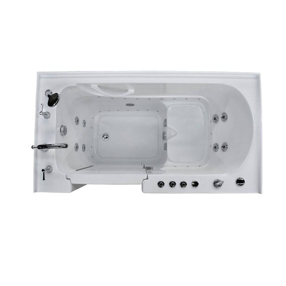 Universal Tubs Nova Heated 5 ft. Walk-In Air and Whirlpool Jetted Tub in White with Chrome Trim H3260LWDCH