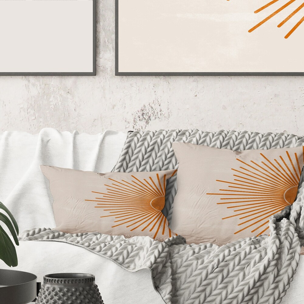 Designart 'Orange Sun Print I' Modern Printed Throw Pillow