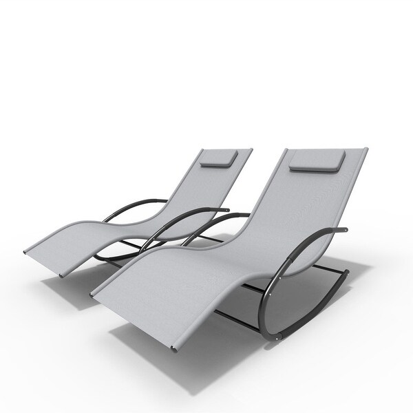 2-Pieces Outdoor Iron Rocking U-shaped Lounge Chair