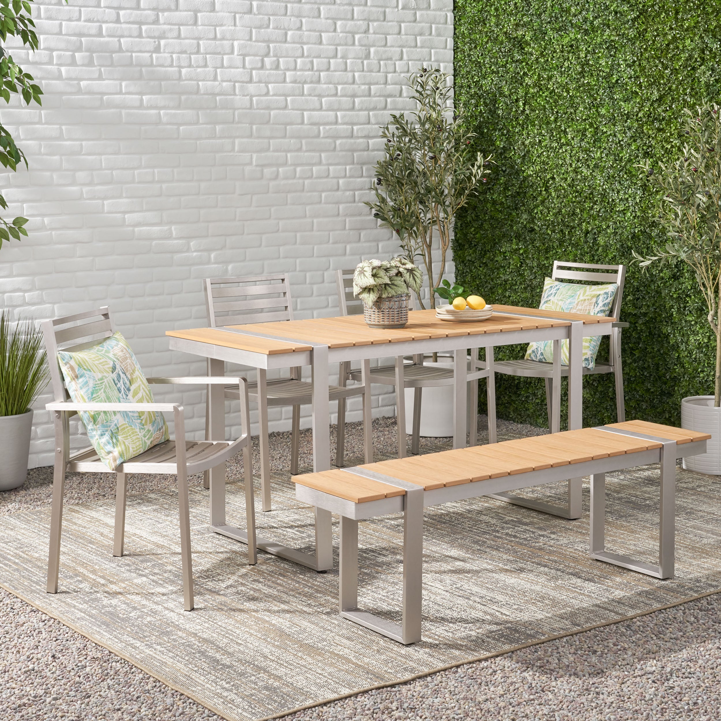 Caney Outdoor 6 Piece Aluminum Dining Set