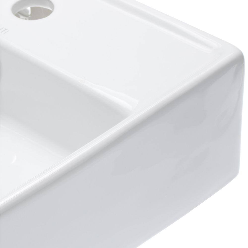 Elanti Wall-Mounted Square Bathroom Sink in White EC9868